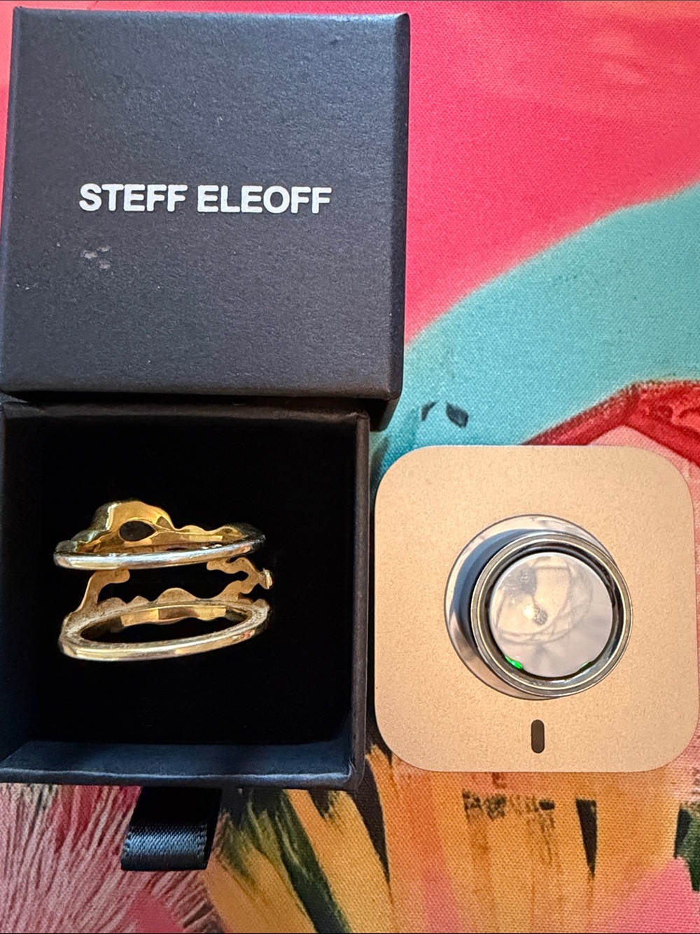 Steff Eleoff Gold Vermeil Oura Ring Cover and Gen 4 Oura Ring - Size 8 - Picture 3 of 5